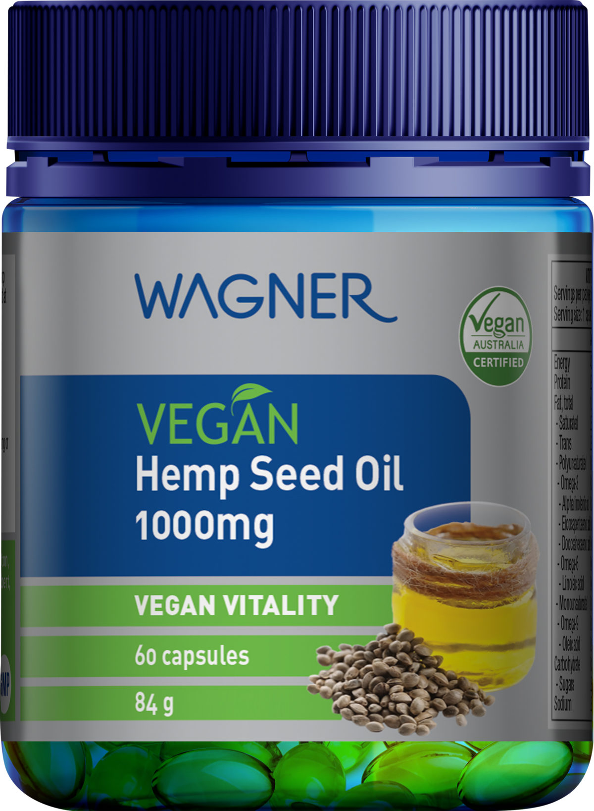 Wagner Vegan Hemp Seed Oil 1000mg 60 Capsules Wagner Health